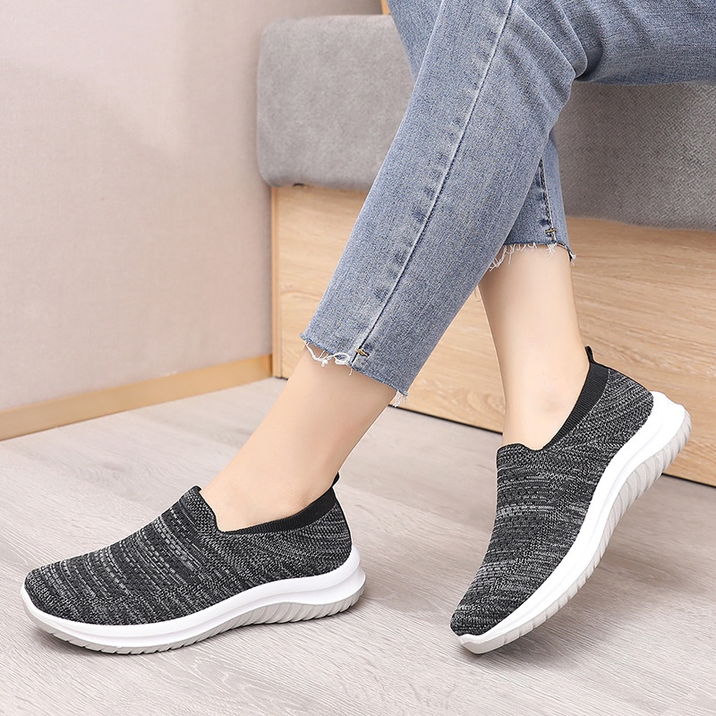 Wanita Sepatu Flat Shoes Wanita - Women Shoes Sepatu Nyaman Sol Lembut Wanita Bernapas Sepatu Kasual Paruh Baya Dan Lansia