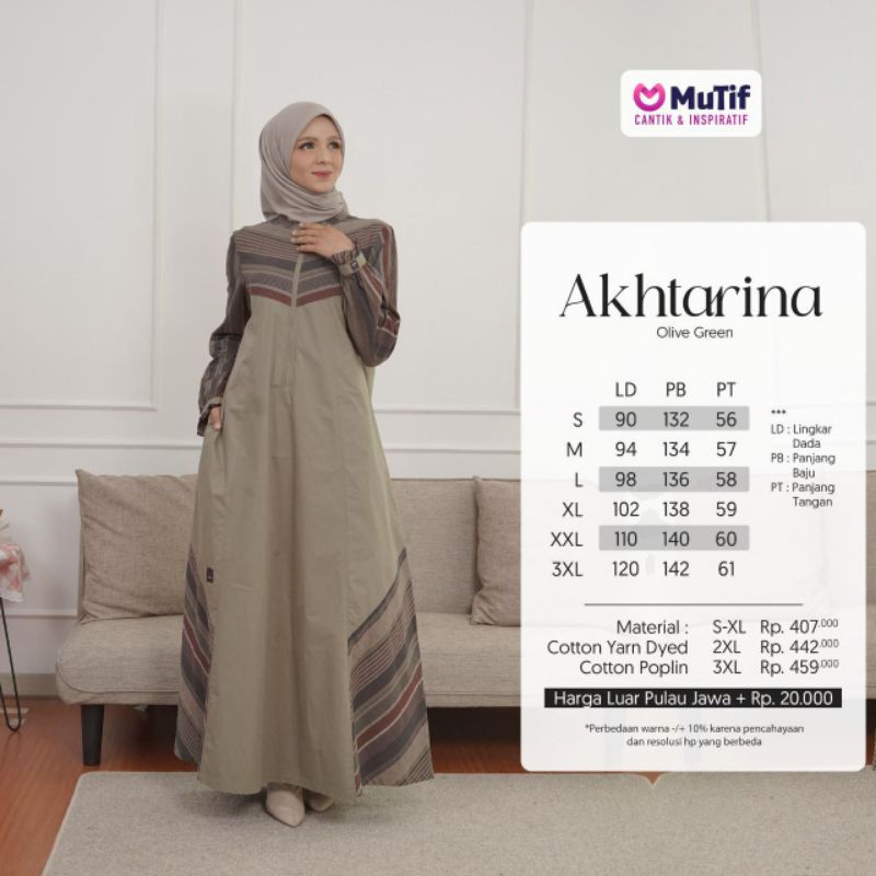 ￼SARIMBIT MUTIF AKHTARINA OLIVE GREEN 2023 GAMIS AKHTARINA KOKO AKHTAR