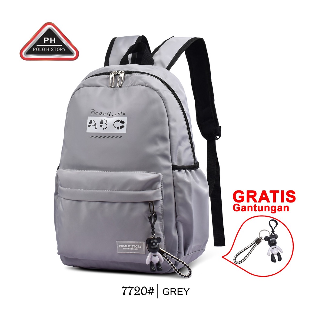 ( RSBY ) Tas Wanita Fashion Import Polo History 7720 / 7721 18inchi Tas Ransel Wanita Tas Traveling Korea Free Gantungan kunci