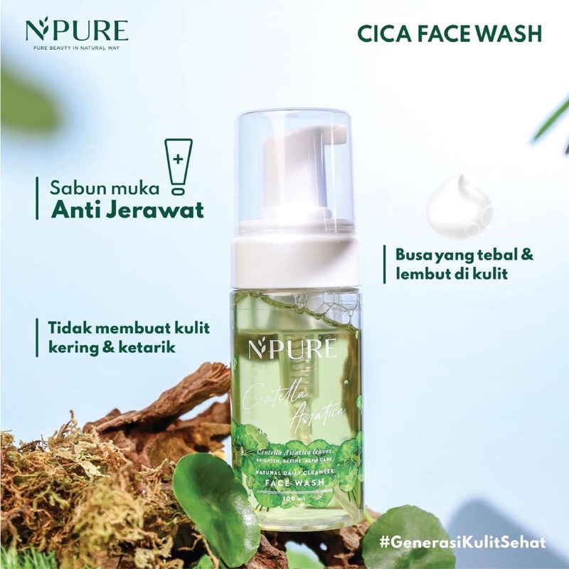 NPURE Face Wash FOAM CENTELLA ASIATICA 100ML / Sabun Cuci Muka Busa Foam Npure BPOM