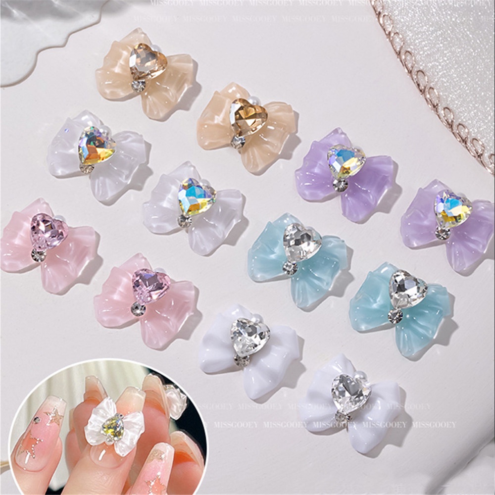 [COD Tangding] 10PCS Ikatan Simpul Berlian Nail Art Aksesoris Gadis 3D DIY Manicure Dekorasi