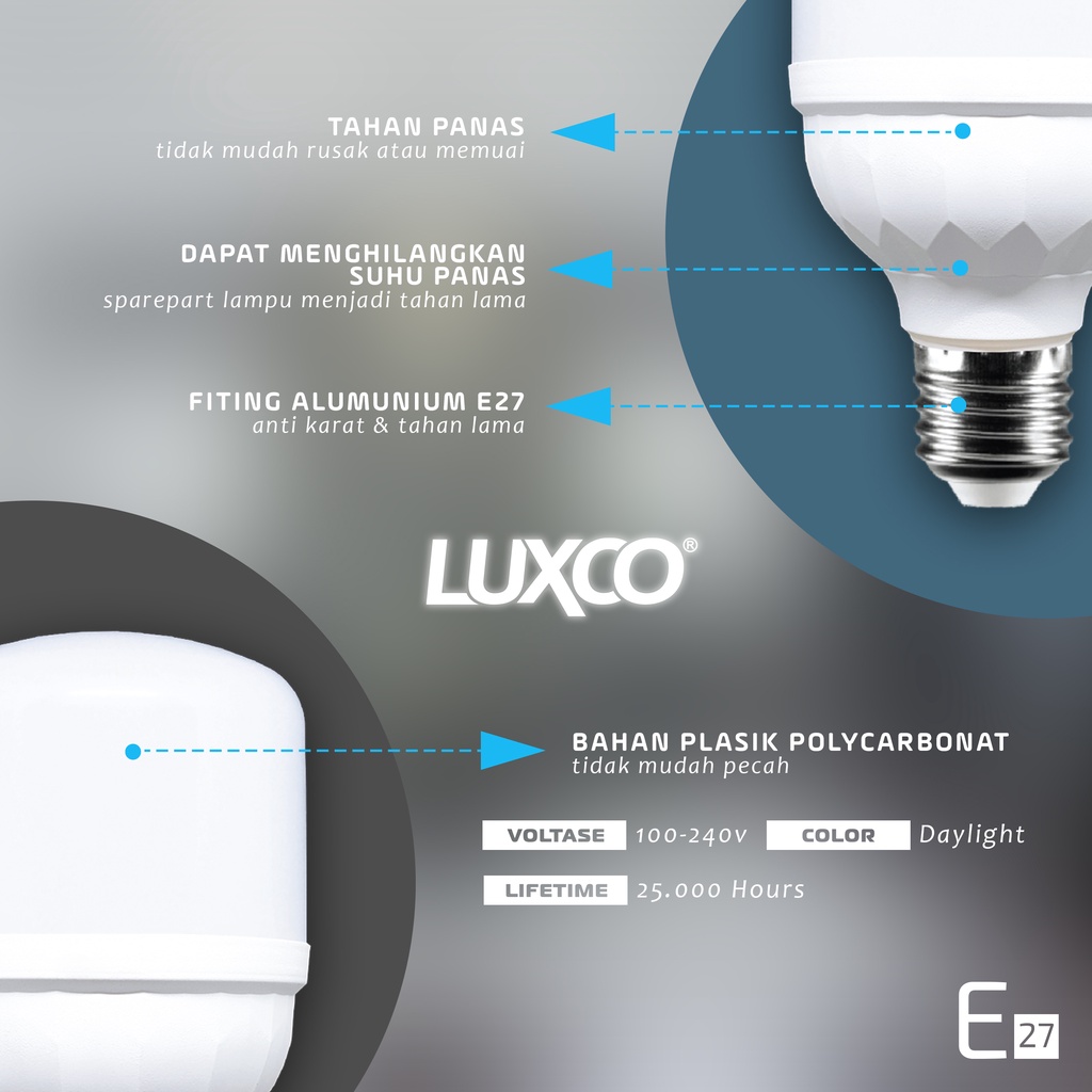 [COD] LAMPU LED LUXCO 5-60WATT TBULB KUALITAS IMPORT GARANSI RESMI, SERTIFIKAT SNI ISO FREE ONGKIR