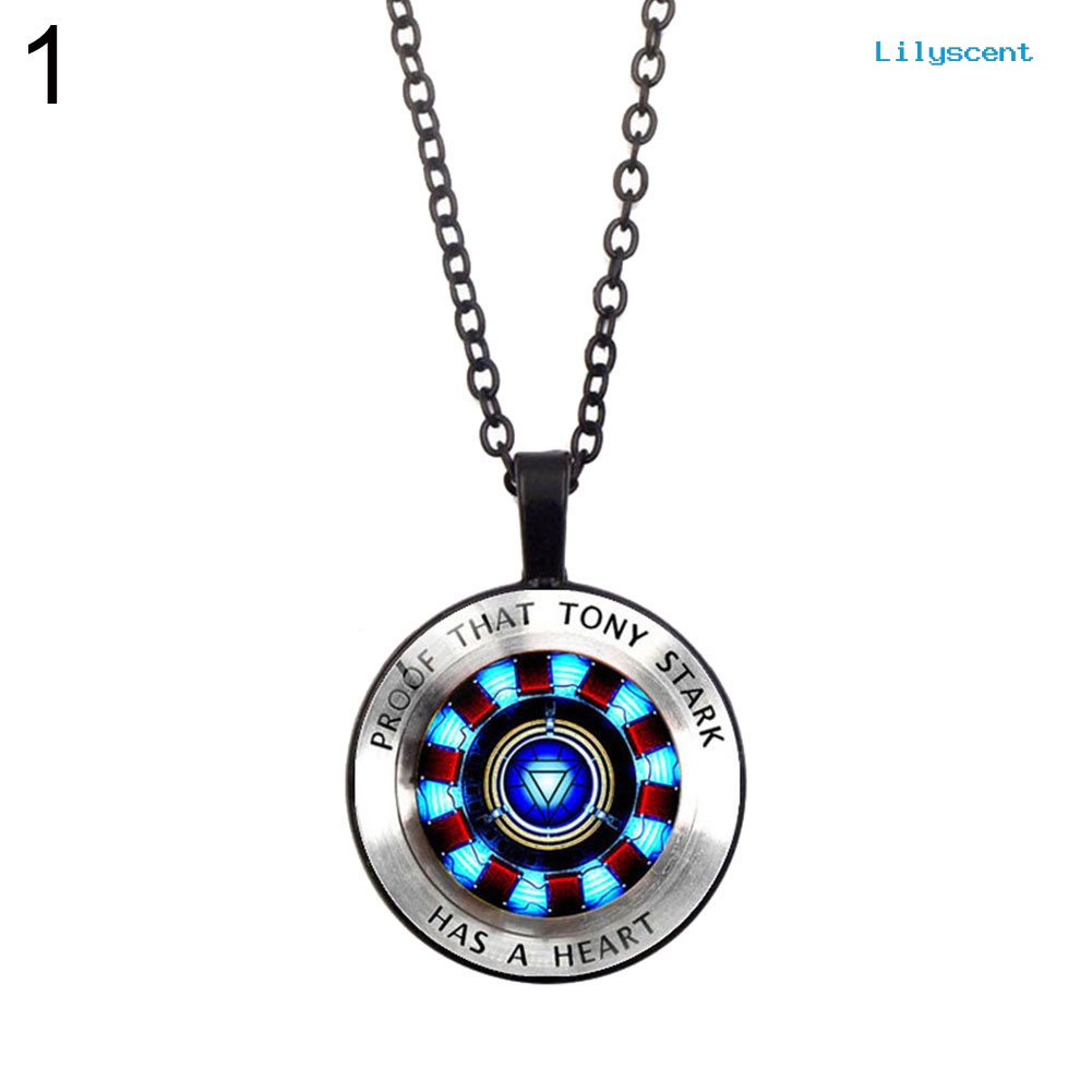 [LS] Iron Man Heart Women Jewelry Faux Cabochon Liontin Rantai Kalung Hadiah