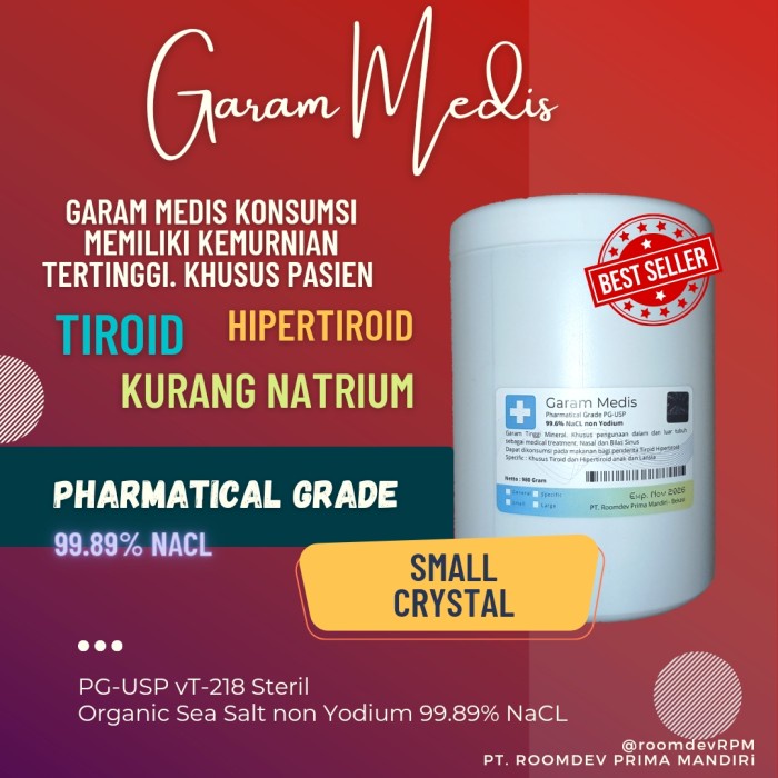 

Garam Krosok Medis PG 1Kg - Steril dan non Yodium - Grm Hipertiroid