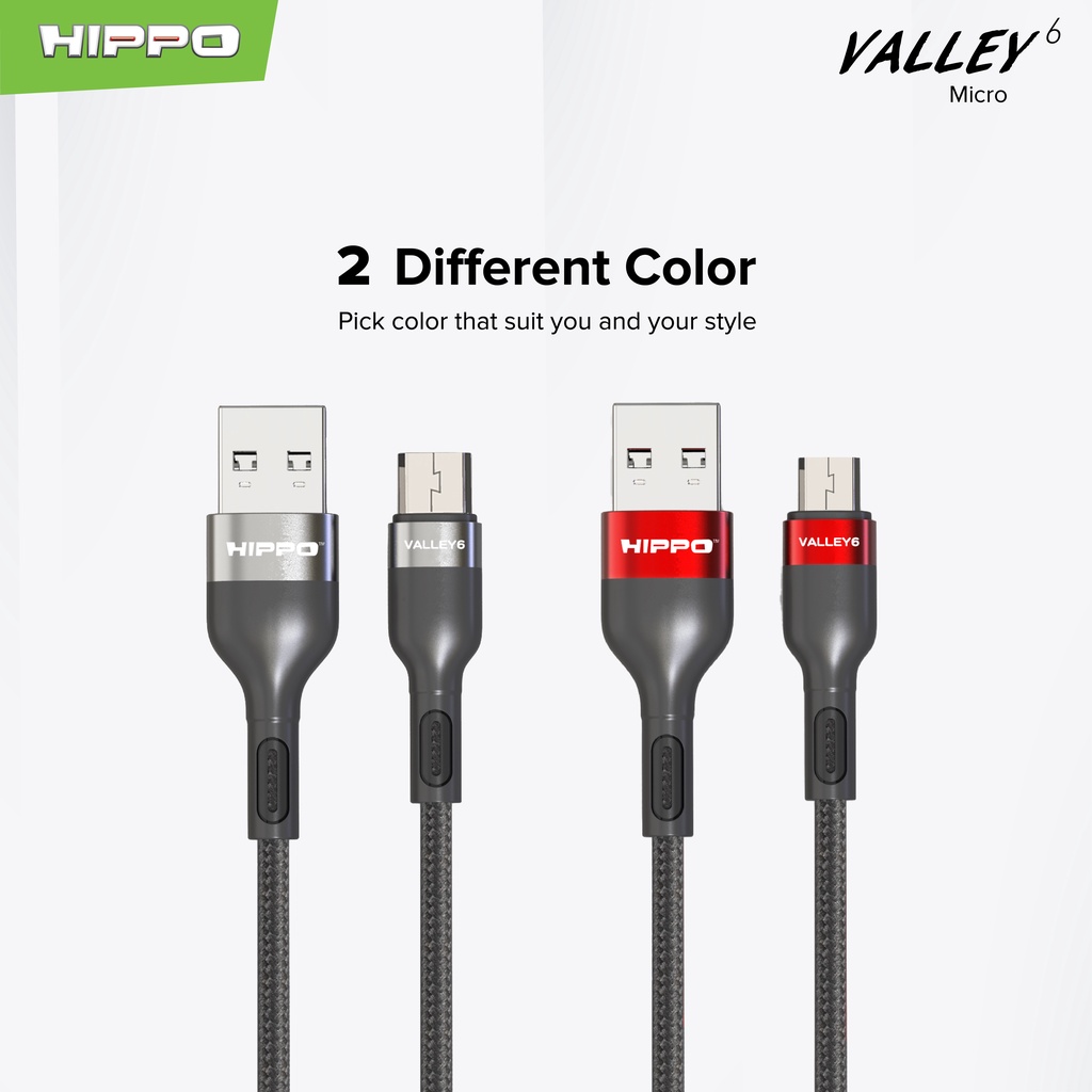 Hippo Kabel Data Valley 6 Braided USB to Micro 2.4 A Quick Charge 3.0 Fast Charging Android Data Cable