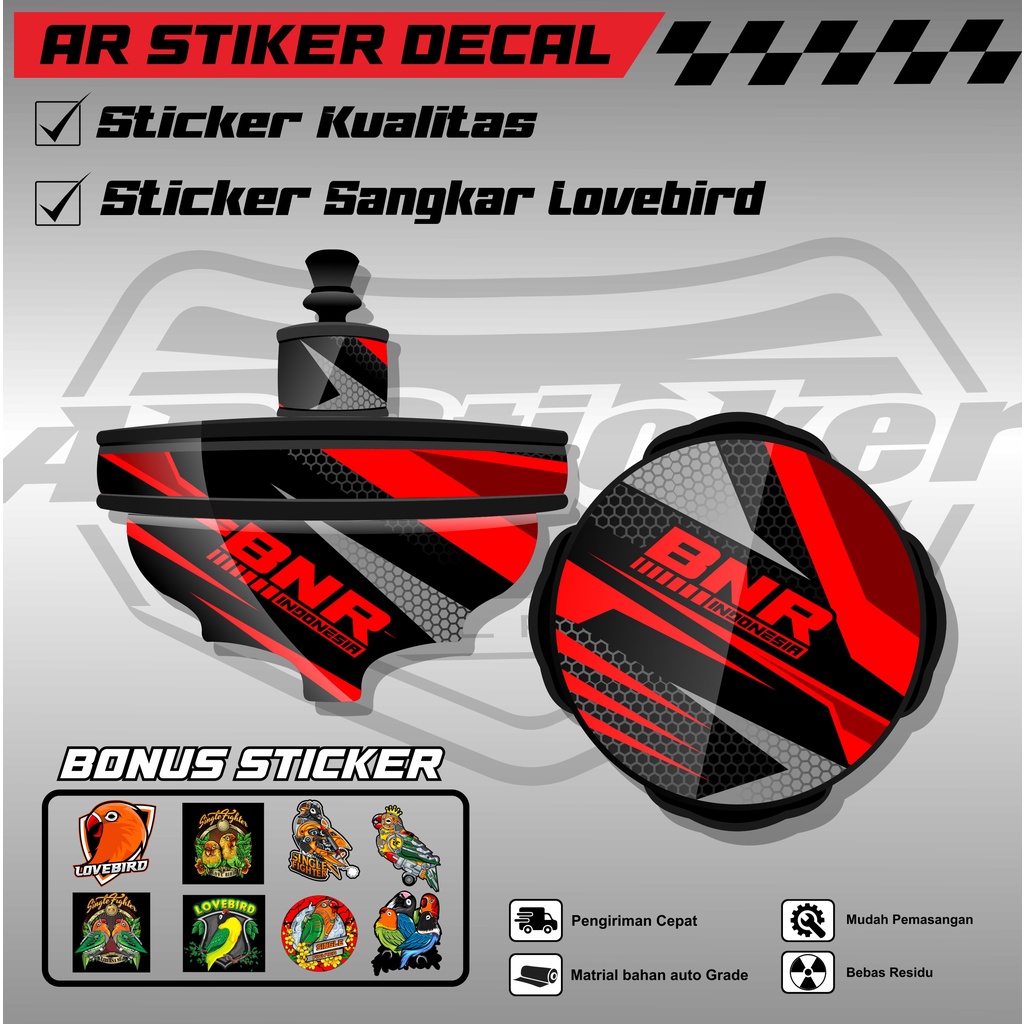 Stiker Tebok Lovebird Motif BnR - Sticker Decal Sangkar Burung Love bird Tipe Batman AR-008
