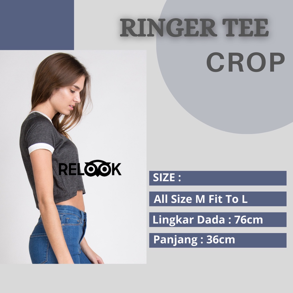 BAJU KAOS POLOS RINGER TEE CROP CEWEK SOFT SPANDEK