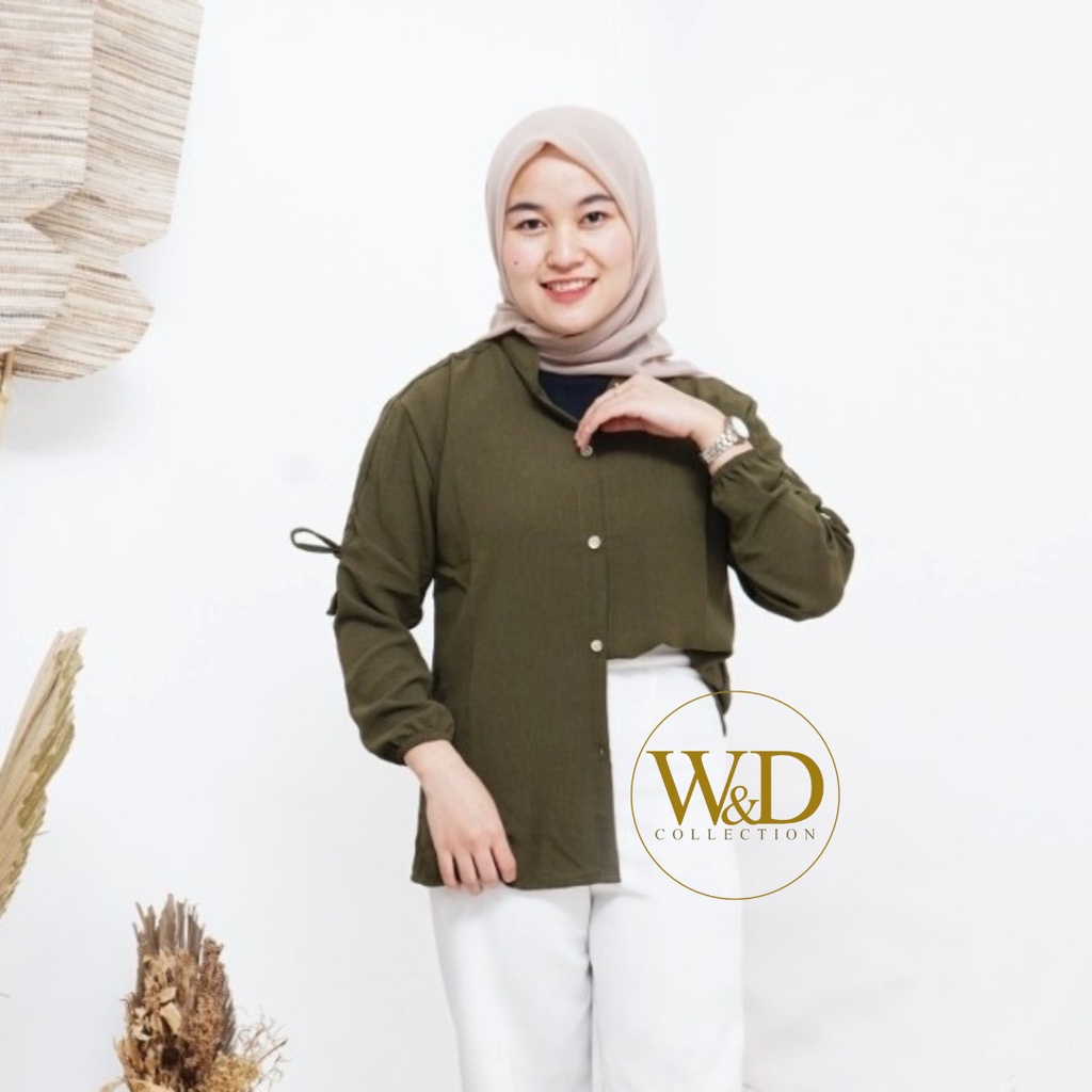 KEMEJA WANITA POLOS BLOUSE CRINKLE AIRFLOW LENGAN PANJANG SERUT