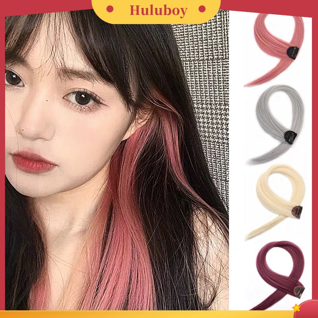 Rambut Palsu Extension Highlight Model Lurus Bahan Serat Buatan Warna-Warni Dengan Klip Untuk Wanita