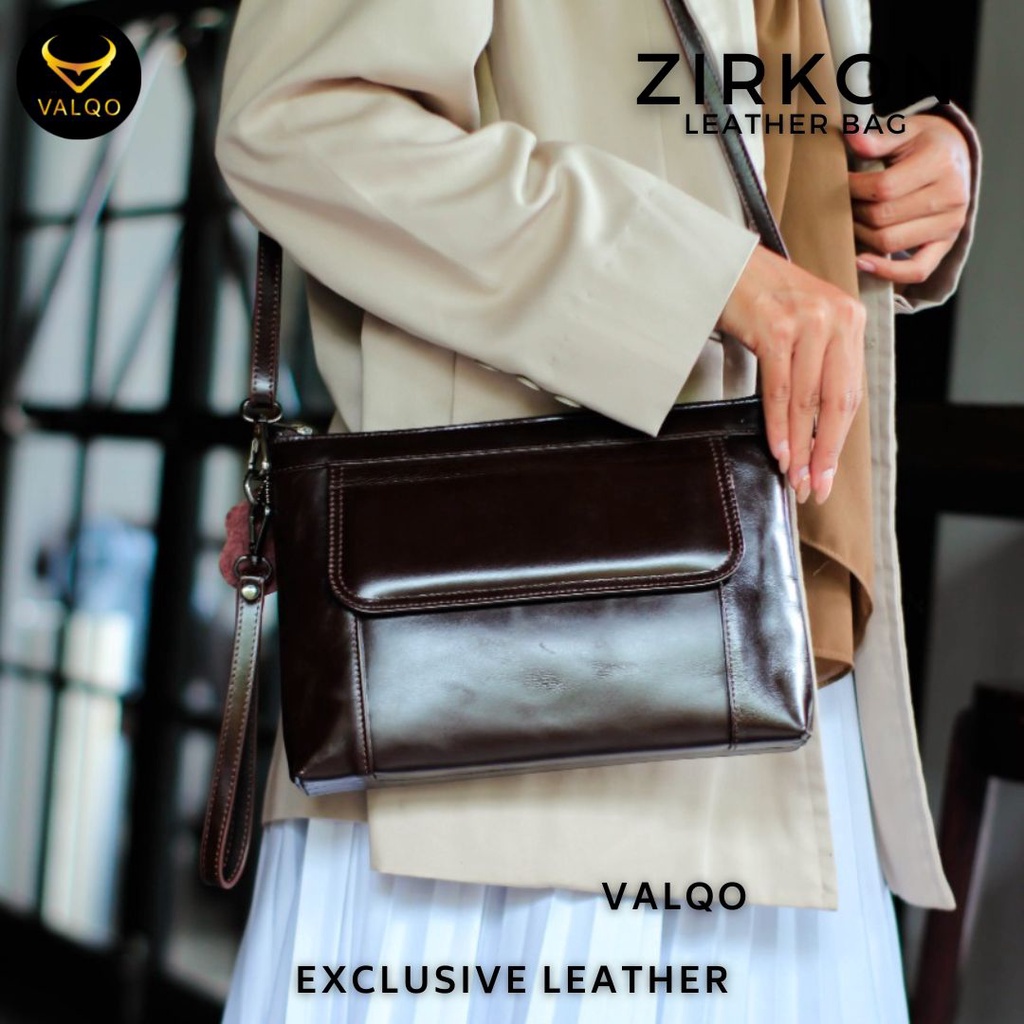 [VALQO] Tas kulit ZIRKON kulit sapi Polos Clutch Cewek Perempuan Wanita Bisa jadi tas dan pouch COD