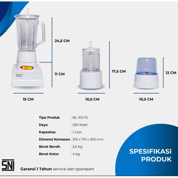 Blender Miyako BL-102PL / Blender Miyako 3 Tabung / Blender Miyako Plastik / Blender PROMO