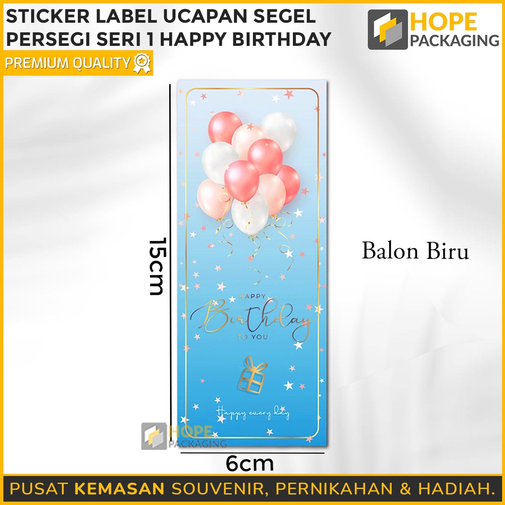 [ 1 pack isi 50 ] Sticker Label Ucapan Tulisan Hapyy birtday Uk. 6x 15 cm stiker kotak lucu packing hampers souvenir makanan