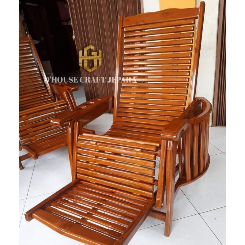 Kursi Santai Goyang Kursi Rumahan Kursi Malas Kayu jati