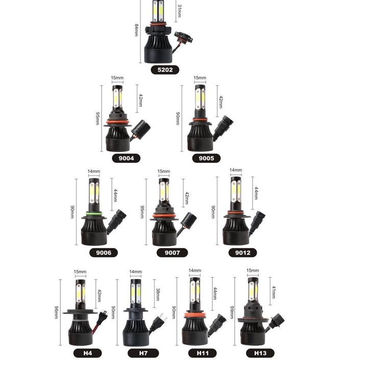 Dijamin Suka Lampu LED X7 COB 4 Sisi Mobil H4 H7 H11 HB3 HB4 HIR2 12V-24V 40W 2pcs
