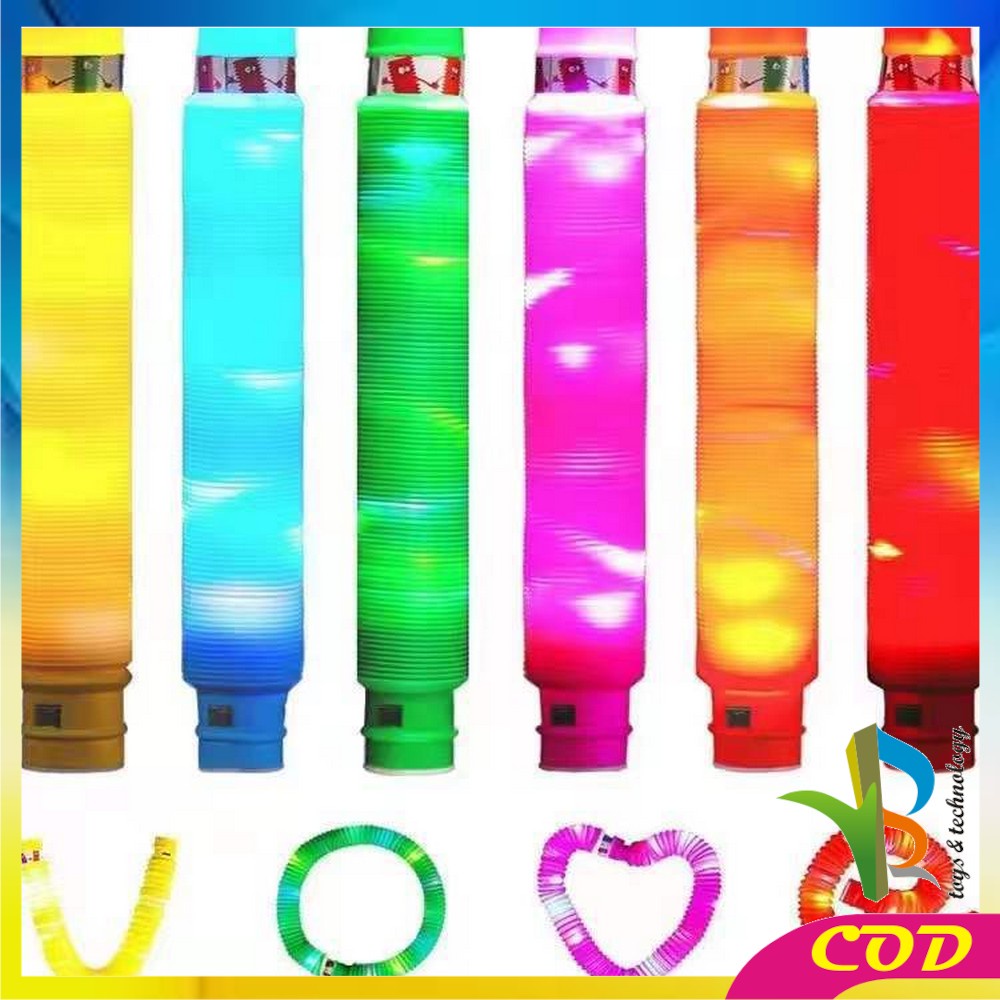 RB-M296 Mainan Anak Light Up Pop Pipes Led / Fidget Pop Tubes Sensory Toys / Maenan Kreasi Lampu Stick Selang Pipa Anak