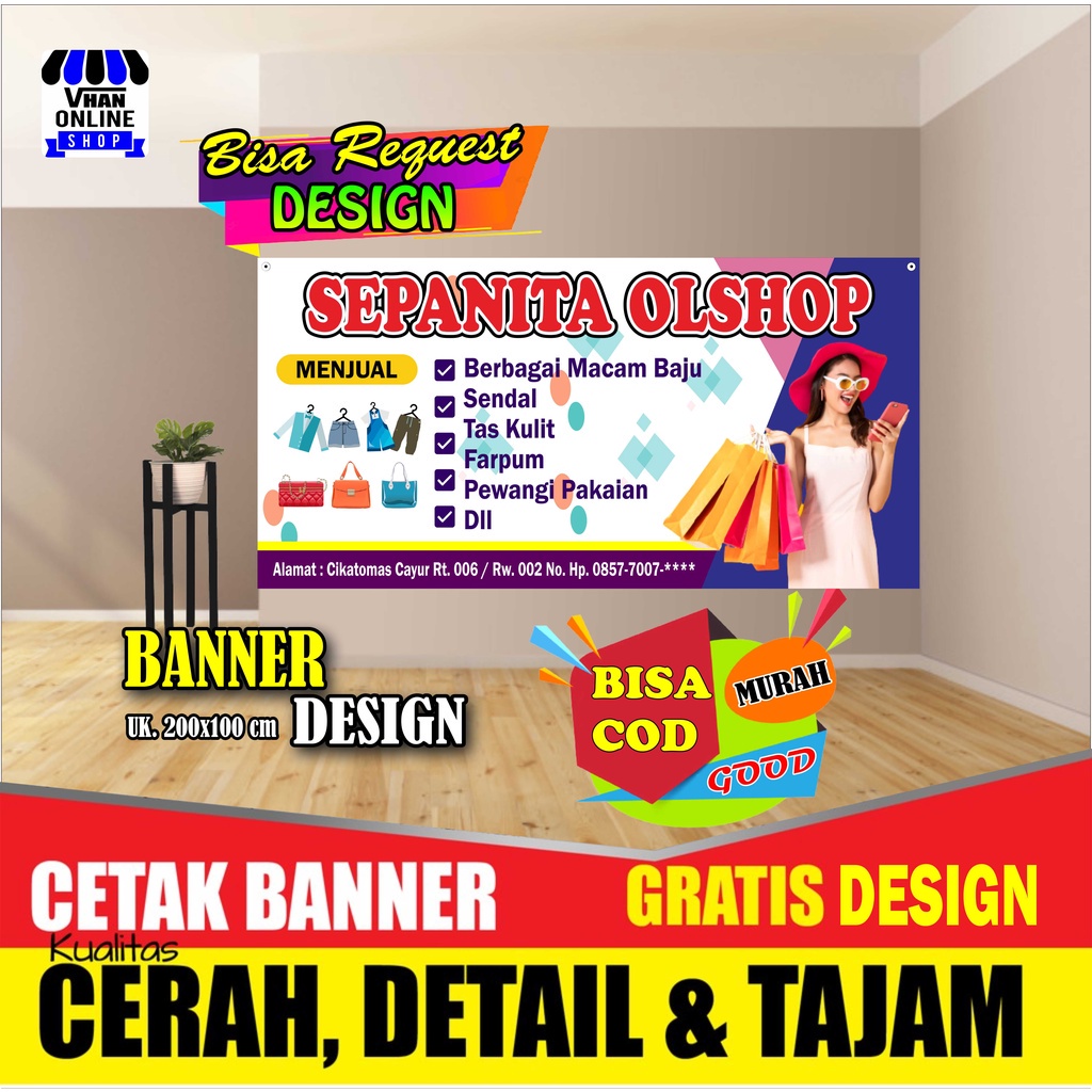 Jual Spanduk Banner Jualan Fashion, Sepatu, Tas, Topi Keren Simple ...