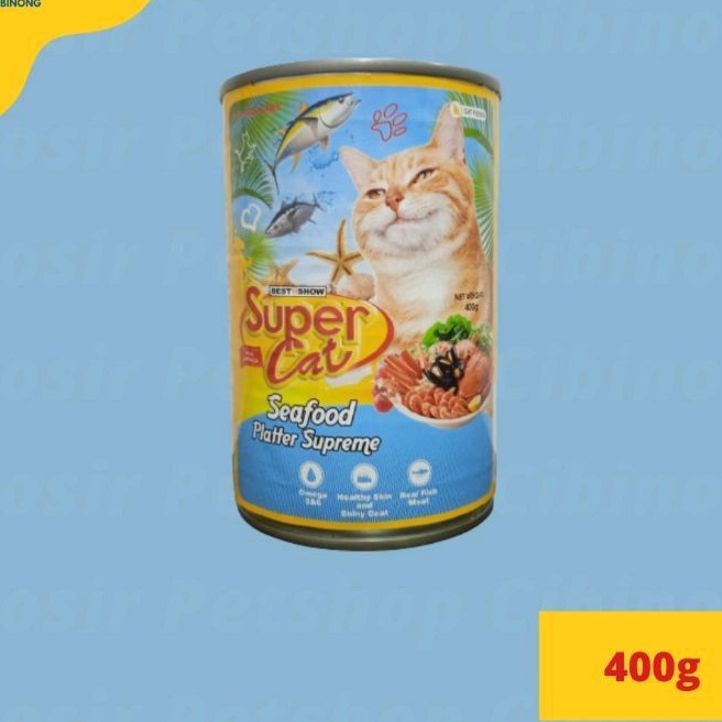 Makanan Basah kucing Super cat kaleng seafood platter superme
