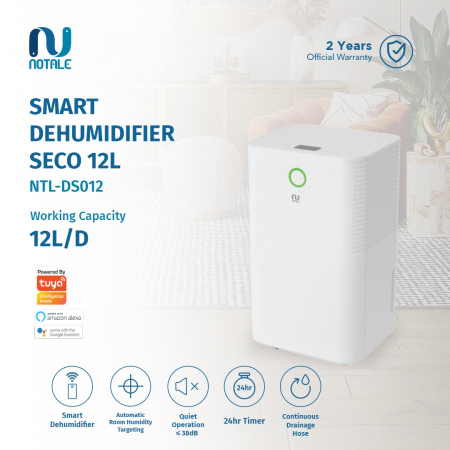 Notale Seco Smart Dehumidifier Serap Kelembapan With Wifi 12L-hari