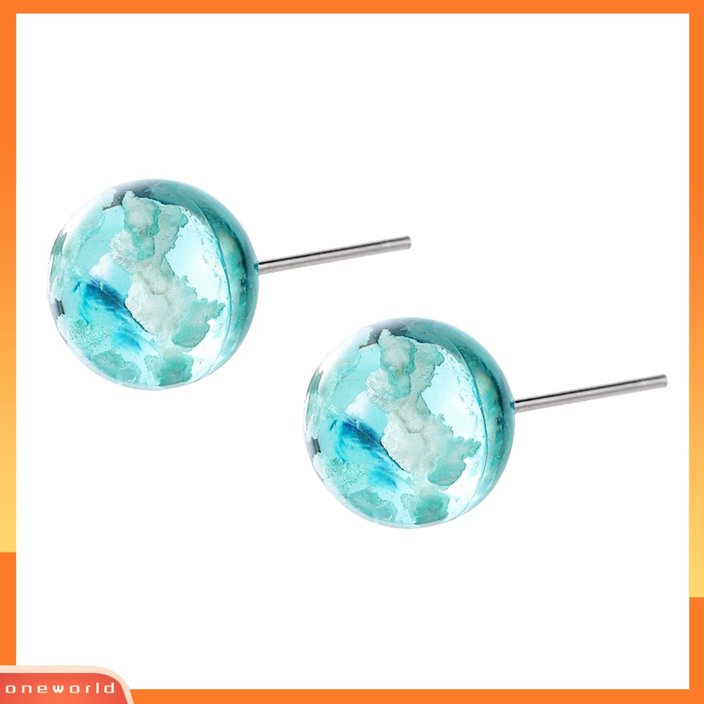 [WONE] Wanita Fashion Alloy Resin Awan Langit Biru Manik Telinga Stud Anting Perhiasan Hadiah