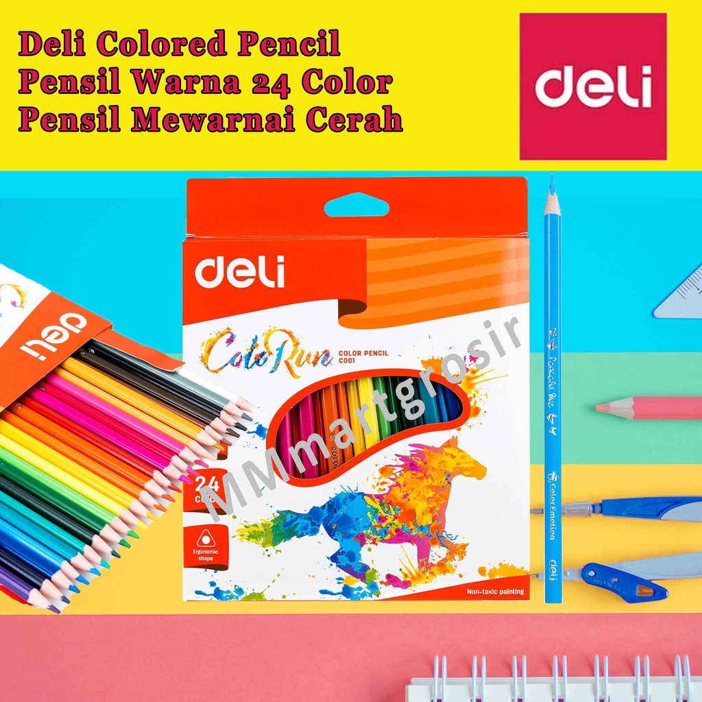 DELI Colered Pencil / Pensil Warna / Pensil Gambar / Pensil Mewarnai 24 Color