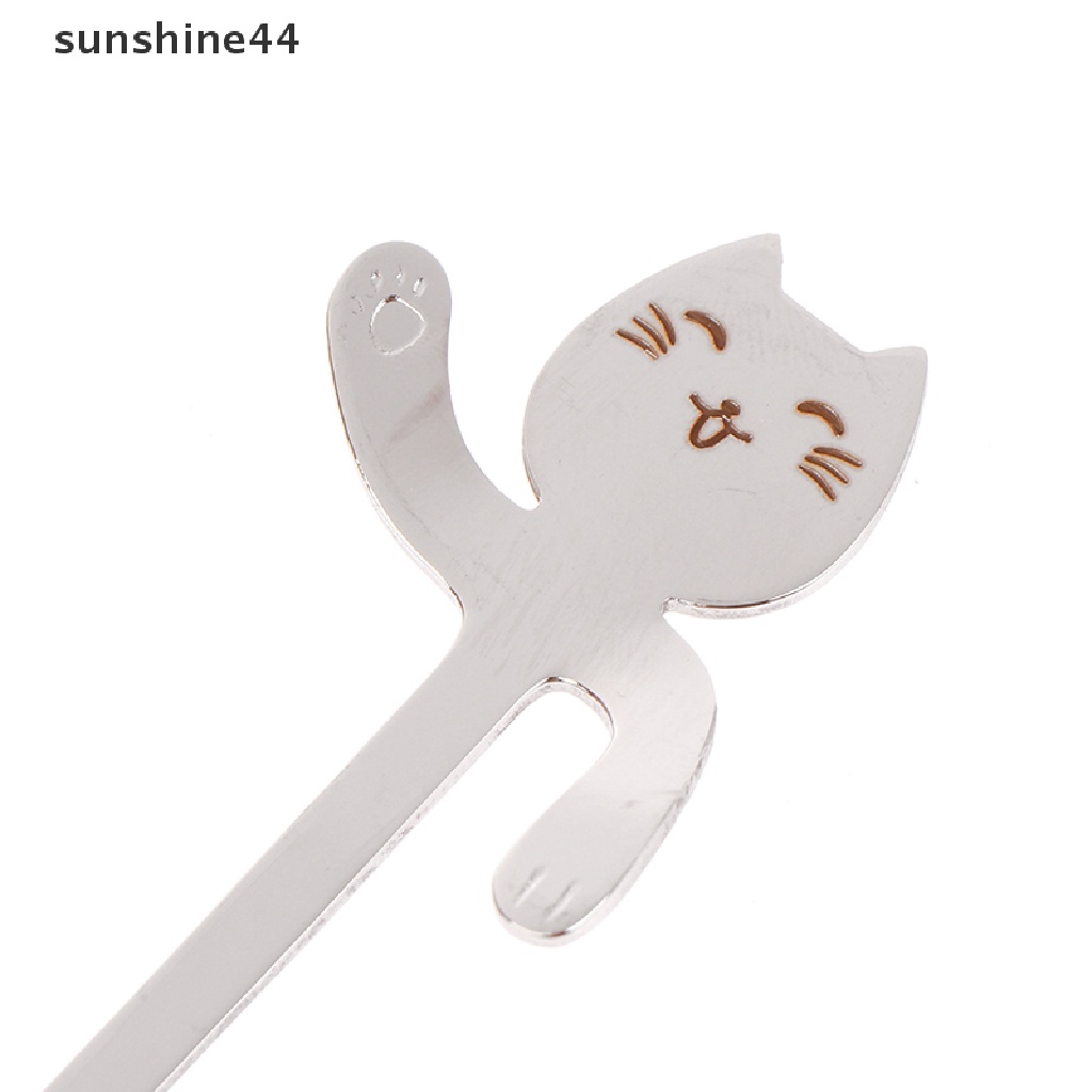 Sunshine Stainless Steel Lovely Cat Gantung Cangkir Kopi Sendok Ice Cream Dessert Scoop.