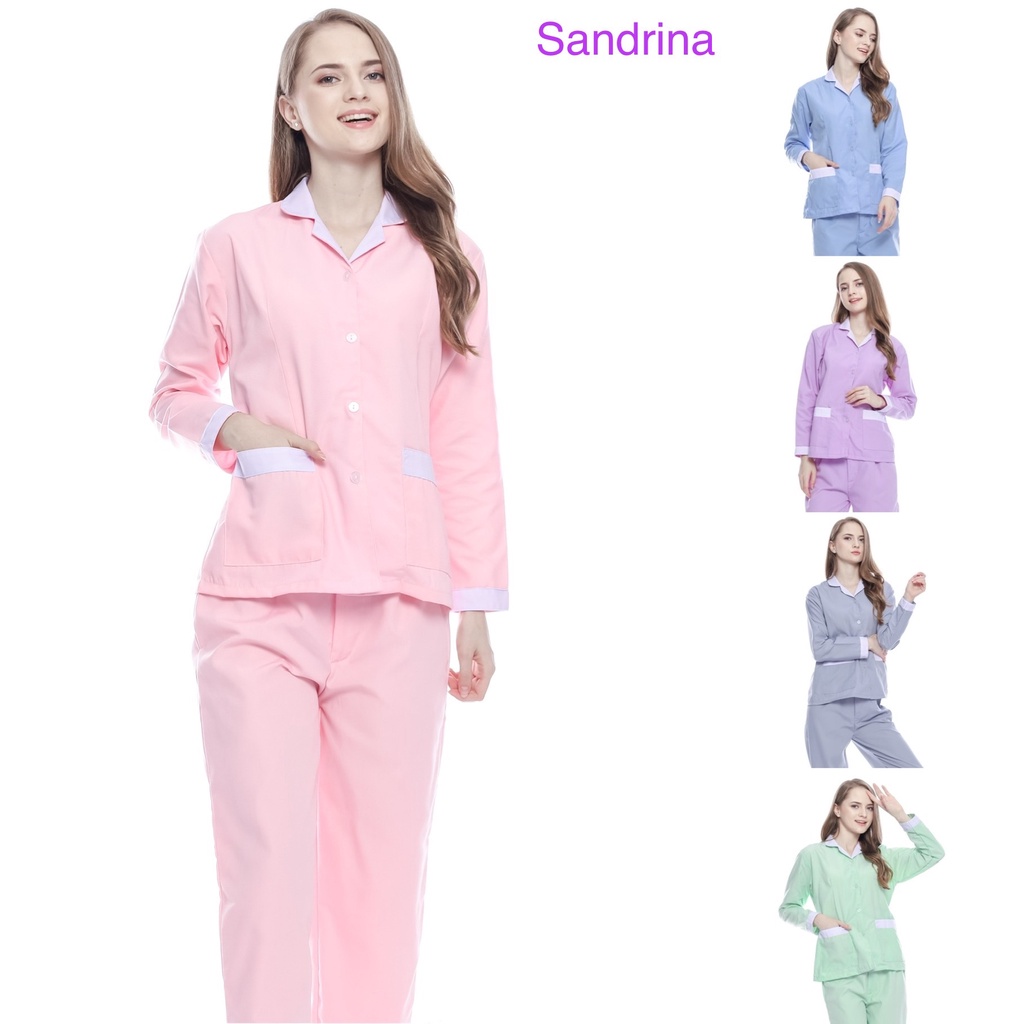 [Sandrina] Baju seragam suster (Lengan panjang)/ seragam nanny/ seragam klinik