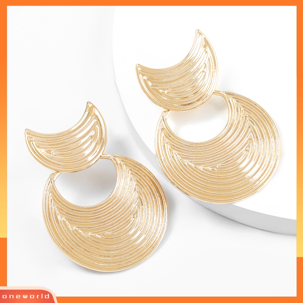 [WONE] Anting Bentuk Bulan Tahan Jatuh Berlebihan Fashion Anting Busur Geometris Sederhana Untuk Pesta