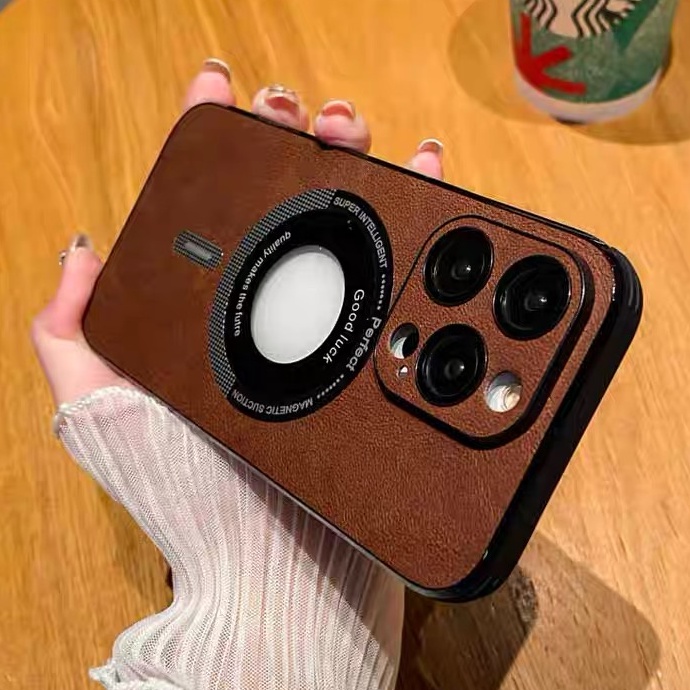 Casing Hisap Magnetik High-End untuk iPhone 13 12 14 Pro Max Anti-sidik Jari 12 ProMax Casing Soft Pelindung Anti Jatuh Kreatif dengan Film Pelindung Lensa Kamera