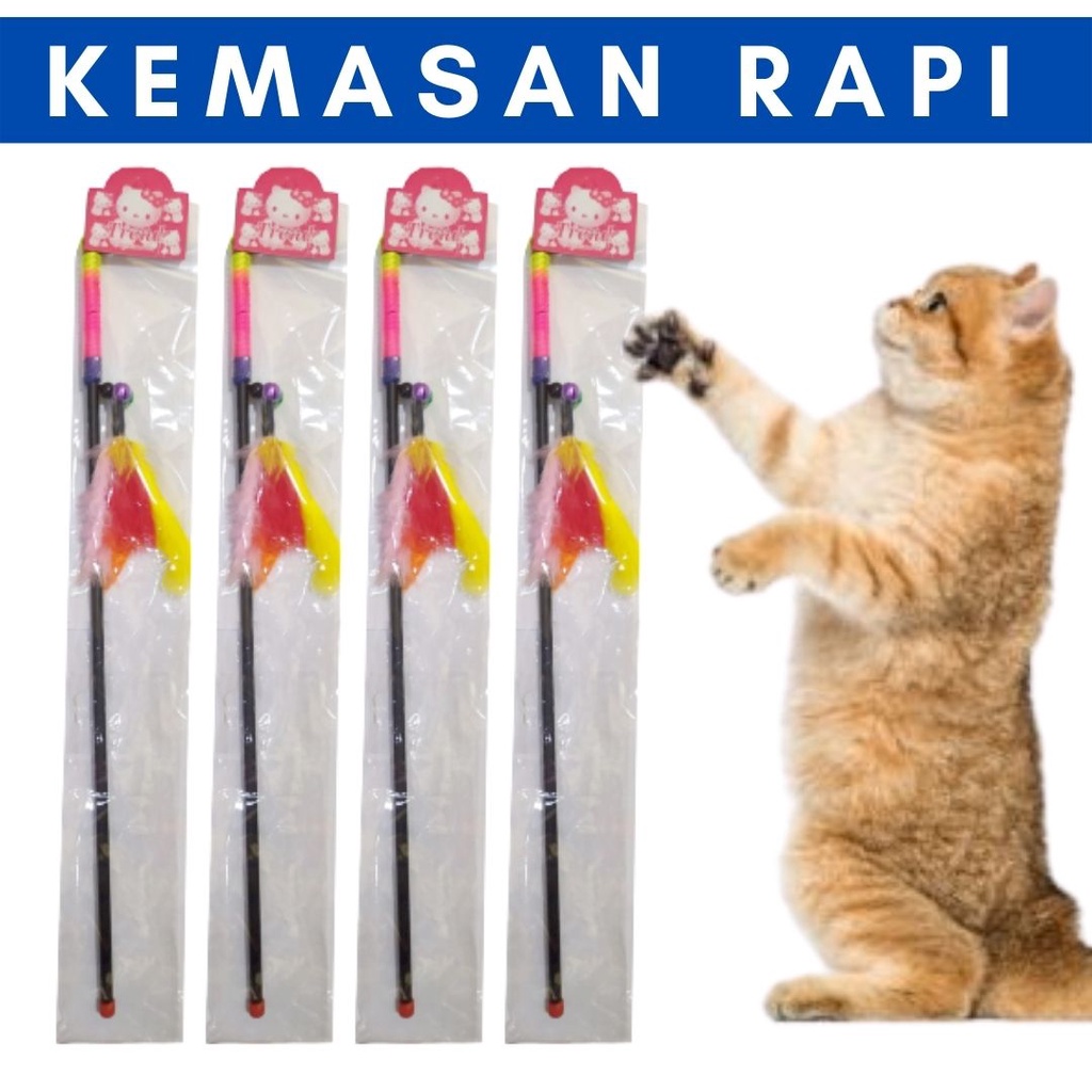 Mainan Kucing Tongkat Cat Toys Tali Bulu Mekar Bunyi Nyaring FEFARM