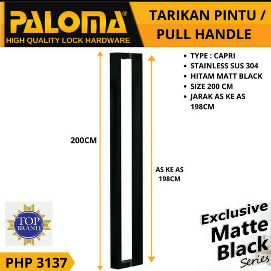 PALOMA PHP 3137 PULL HANDLE PALOMA TARIKAN GAGANG PINTU 2 METER HITAM