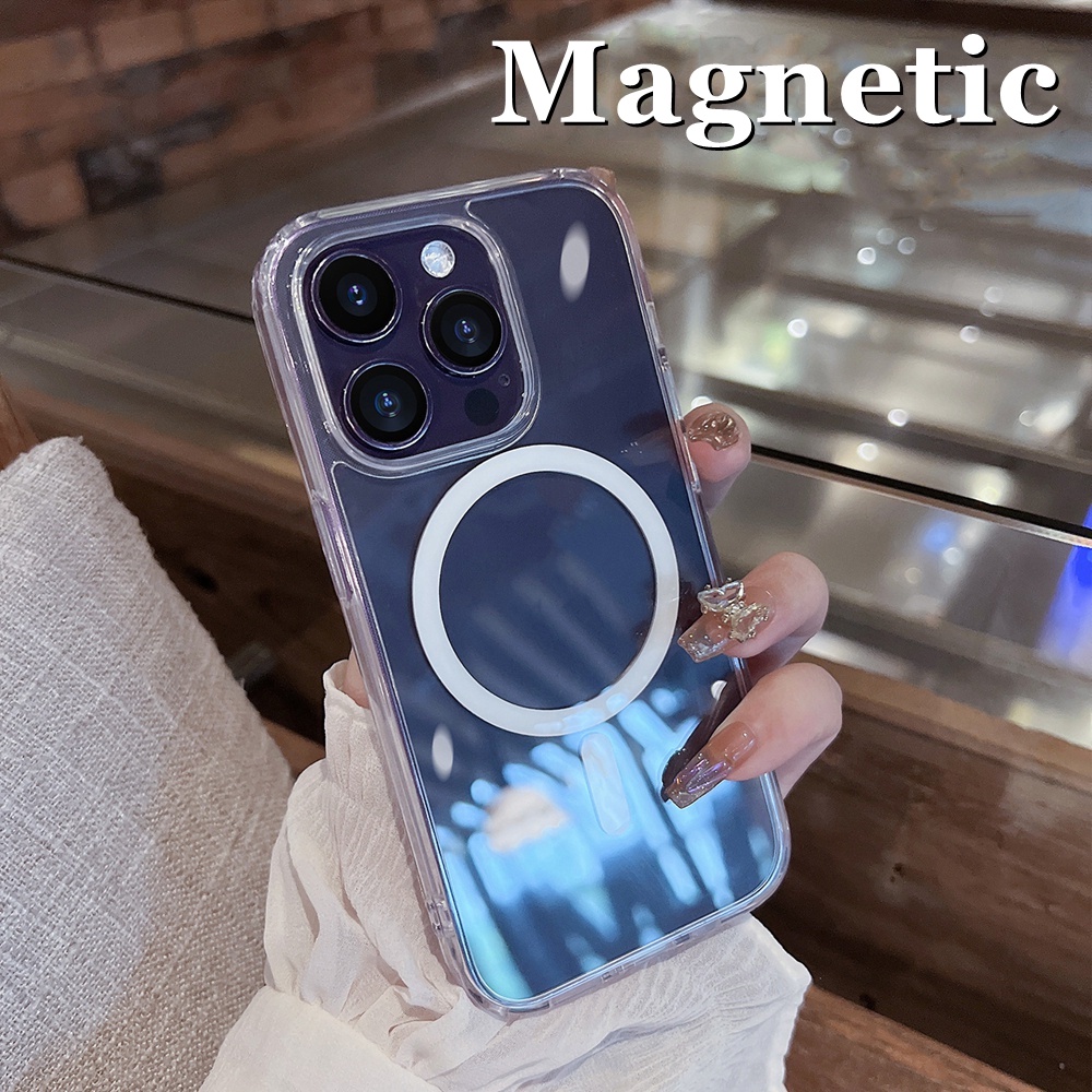 Casing Ponsel Magnetik Transparan Untuk iPhone 14 13 12 11 Pro MAX Wireless Charging Cover Untuk iPhone XS MAX XR 7+8 Plus casing Magnet