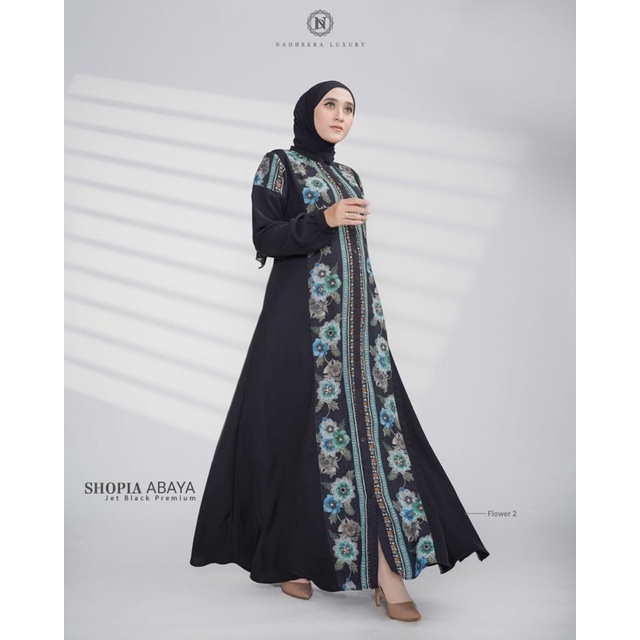 SHOPIA ABAYA NADHEERA LUXURY || ABAYA UMROH || ABAYA JETBLACK