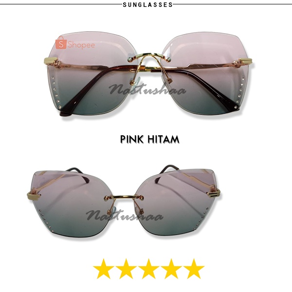 Kacamata Hitam Wanita No Frame Titanium Diamond Kacamata Fashion Wanita Murah Sunglasses Import Gradasi