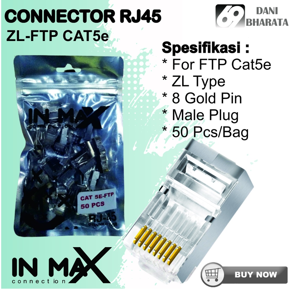 CONNECTOR Konektor RJ45 𝐅𝐓𝐏 𝐂𝐀𝐓 𝟱𝓮 𝟱𝟬 𝗽𝗰𝘀 IN MAX [𝗛𝗶𝗴𝗵 𝗤𝘂𝗮𝗹𝗶𝘁𝘆]