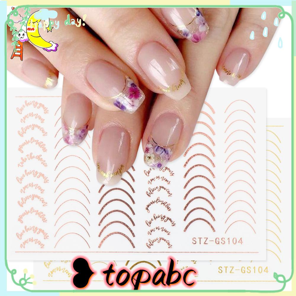 Top Nail Sticker Dekorasi Kuku DIY Desain Garis Curve Metal