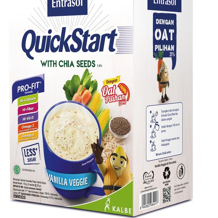 

H-82♫♪) Entrasol Quick Start Minuman Sereal Vanila Veggie 5 pcs trending