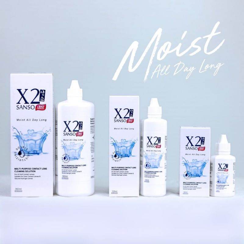 X2 SANSO + Bio Formula Cairan Softlen / Air Pembersih Softlens +Bio / 60ml - 120ml - 360ml