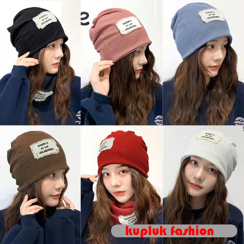 Topi Kupluk Selendang Outdoor 2 Layer Wanita Dewasa Fashion Perempuan Korea Import