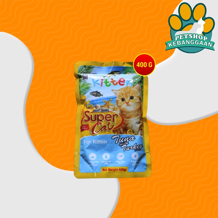 Super Cat Pouch Makanan Basah Kucing Wet Food SuperCat 400 Gram