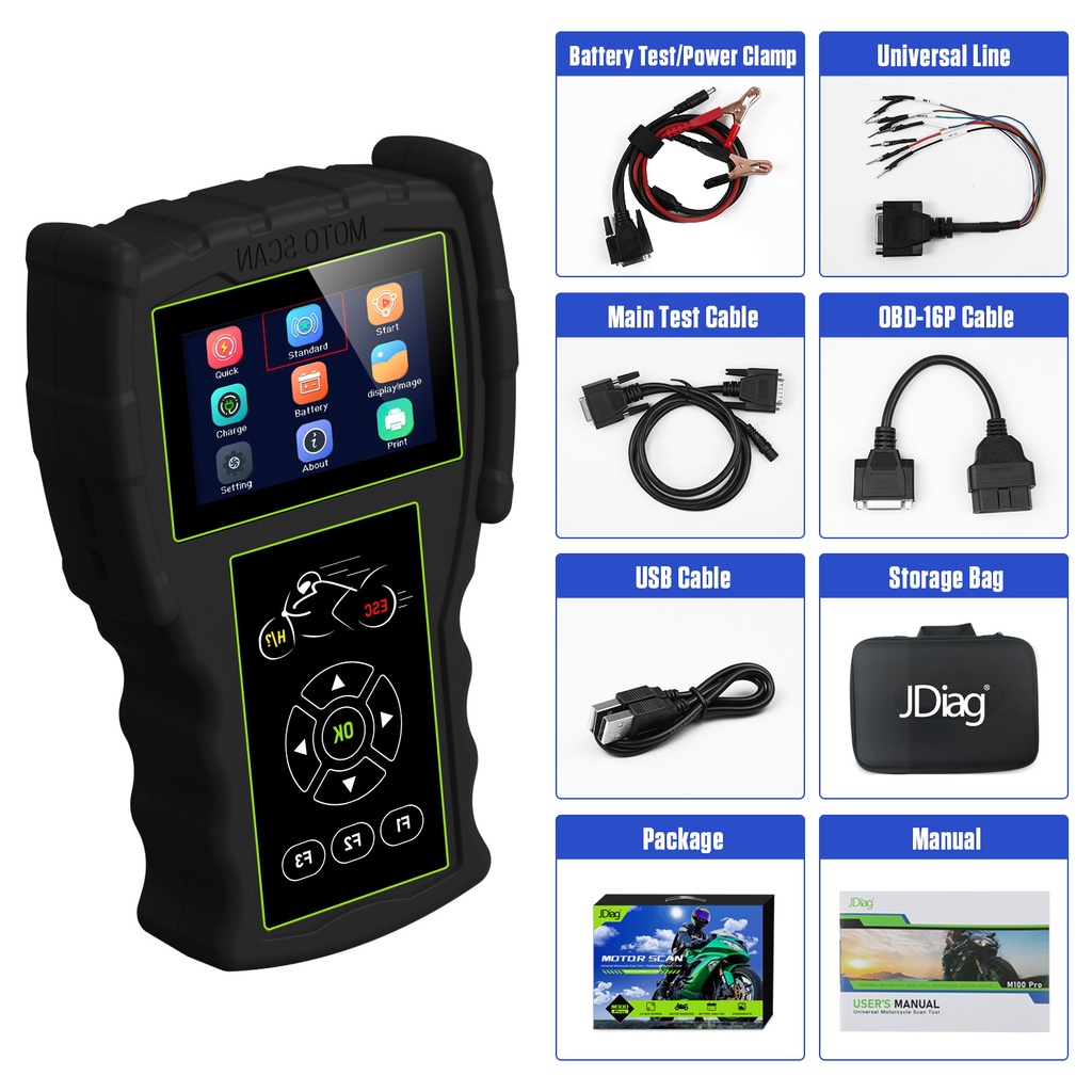 [Lengkap Yamaha Honda] JDiag M100 / M100 Pro Diagnosis Scanner Scaner Motor injeksi HONDA YAMAHA &amp; OBD2