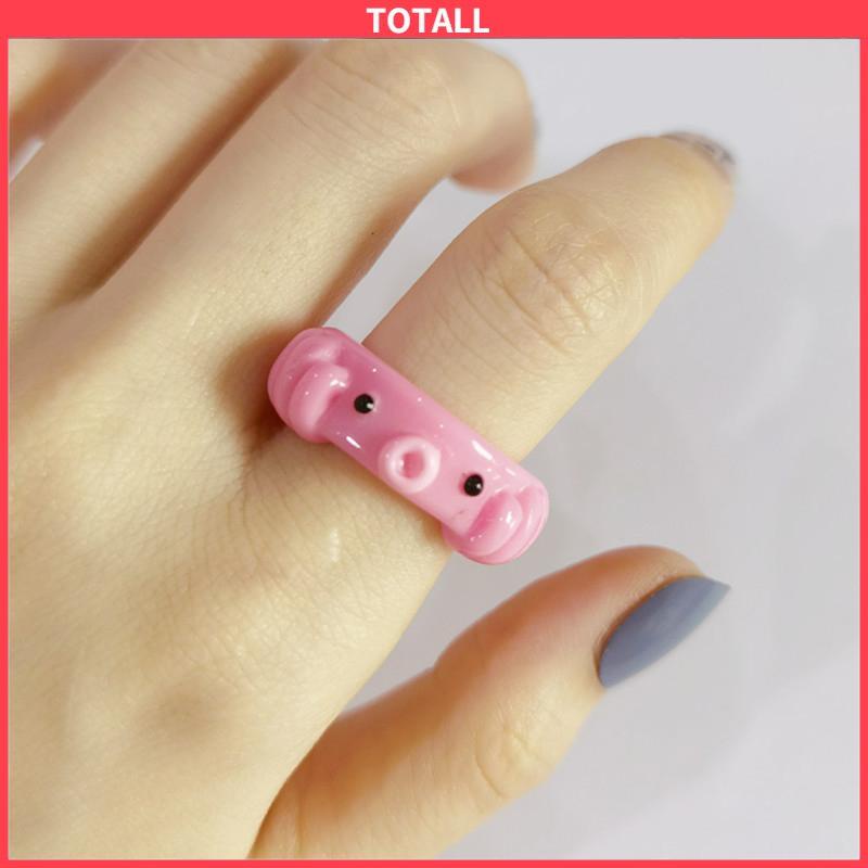 COD Cincin Resin Gurita Warna Permen Kartun Temperamen Sederhana Kreatif Wanita-Totall