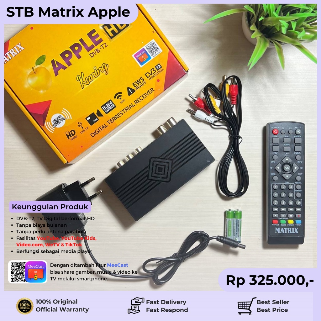 Set Top Box DVB T2 Matrix Apple Kuning HD