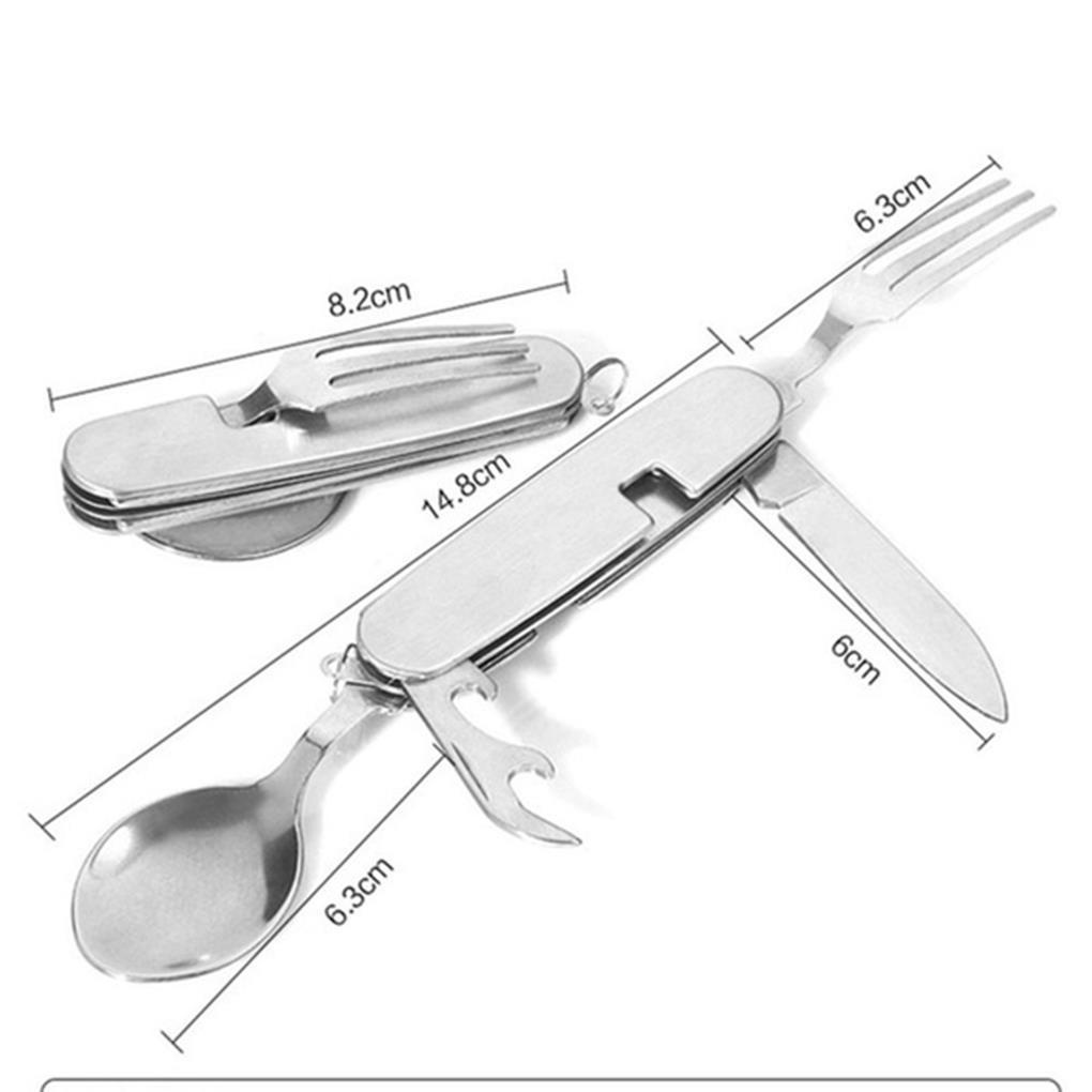 Alat Makan Gadget Peralatan Metal Peralatan Makan Lipat Hand Tools Fork Spoon Set Camping Piknik Travel Peralatan Hiking