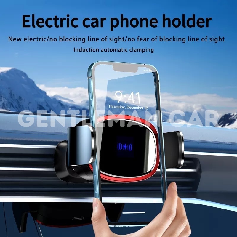 Electric Car Wireless Charging Phone Holder Dual Mode HP Fast Charge Cas Dudukan Mobil 360°