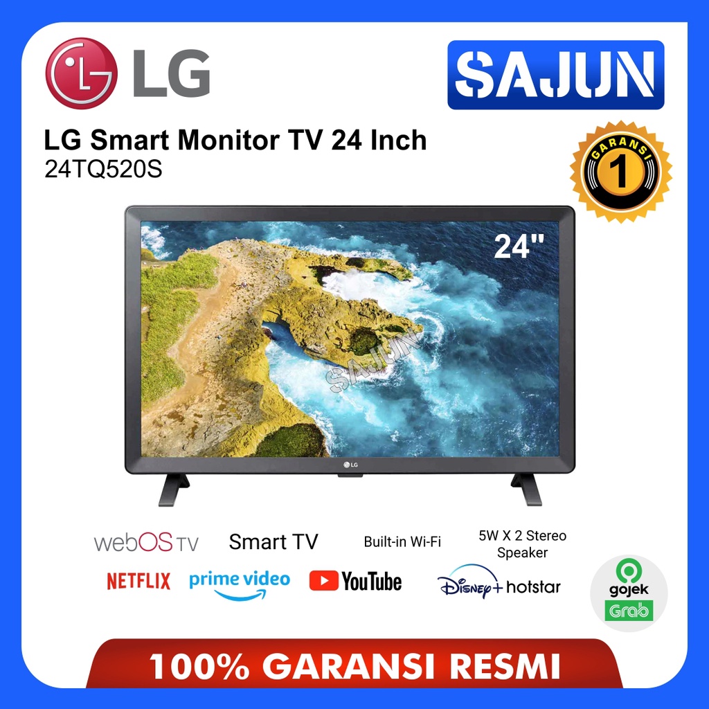 LG Smart Monitor TV 24TQ520S-PT 23.6'' HD LED WebOS WIFI HDMI USB ( FREE PACK KAYU )