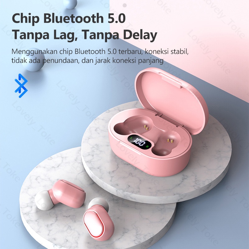 E7S TWS Earbuds Bluetooth Tampilan LED Macaron Airdots Earphone Bluetooth HiFi Stereo Smart Tombol Wireless Earphone with Mic Headset Bluetooth Handset Android Hedset Bloetooth