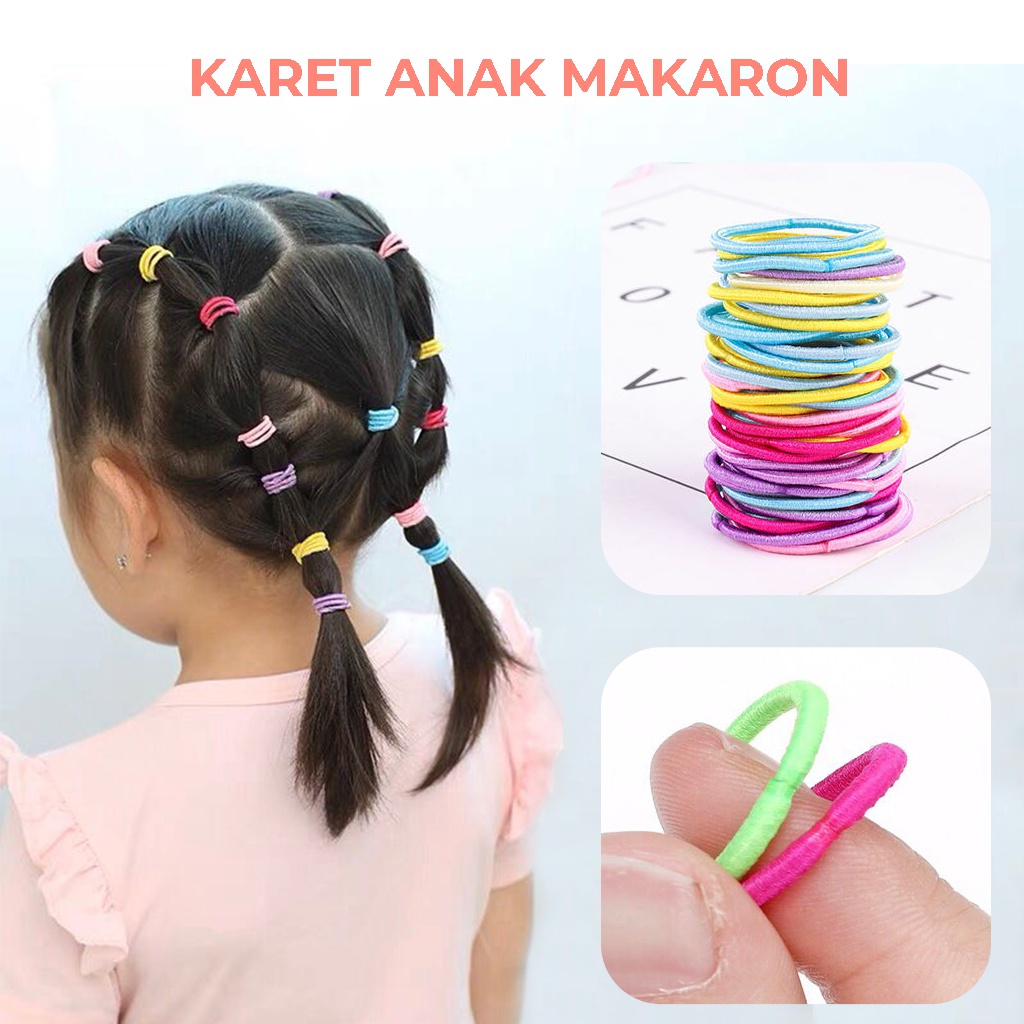 Ikat Rambut Anak Isi 100pcs Kunciran Rambut Korea Karet Kucir Warna Polos Aksesoris Rambut Elastis Iket Rambut Perempuan | GROSIRXPRESS