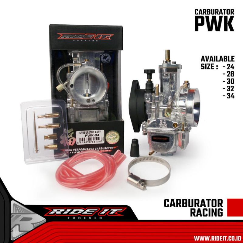 Karbu PWK 24 ,28 ,30, 32 Black dan 30, 32, 34 Ride it Krom + Karet Intake Original