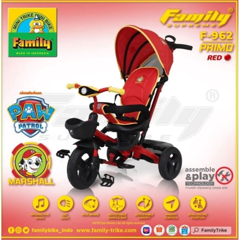 Sepeda R3 Roda 3 Stroller Anak Family Tipe Type Supreme Primo F-962 F 962 Original
