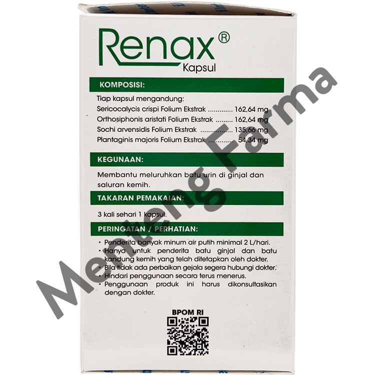 Renax 50 Kapsul - Meluruhkan Batu di Ginjal dan Saluran Kemih